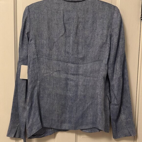 Max Mara Blue Linen Two Pocket Blazer; Size 8 - Picture 4 of 5